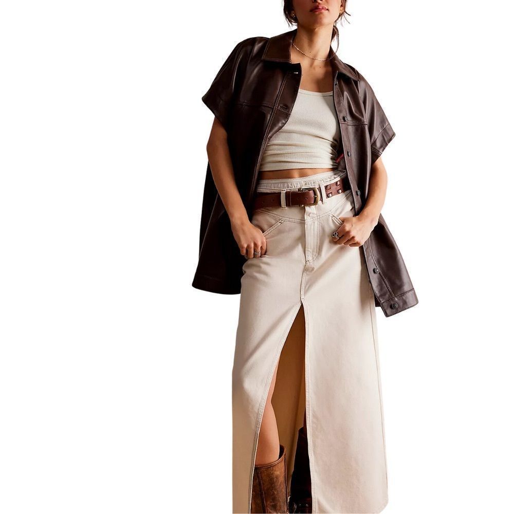 Free People We The Free Women's Come As You Are Denim Maxi Skirt Size 2 - Picture 2 of 12